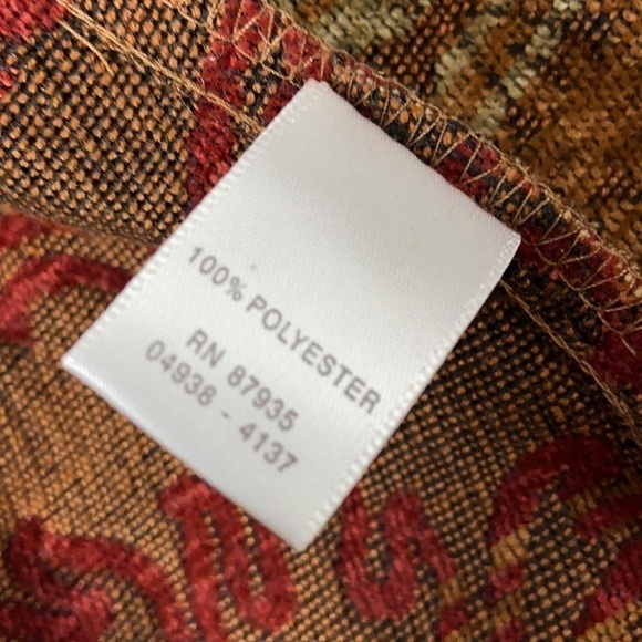 CJ Banks Tapestry Full Zip Burgundy Red Orange Brown Cream Floral Swirl Blazer - Picture 6 of 16